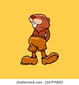 cute mascot beaver logo design template