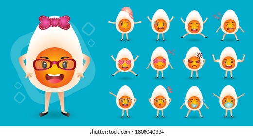 Cuute mascocoiled Eier Zeichensatz-Sammlung
