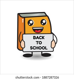 cute mascot book with white chalkboard vector design eps 10
