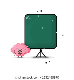 Cute mascot brain becomes a teacher