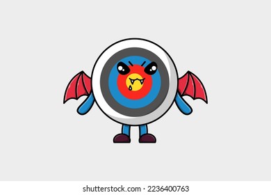 Cute mascot cartoon Archery target character as dracula with wings in cute modern style