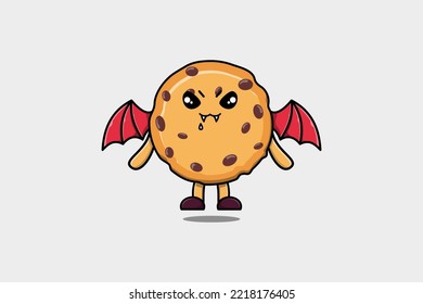 Cute mascot cartoon Biscuits character as dracula with wings in cute modern style