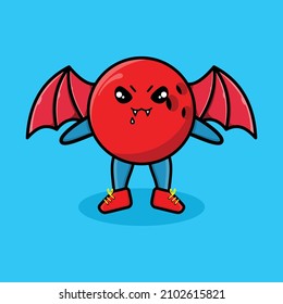 Cute mascot cartoon Bowling ball character as dracula with wings in cute modern style for t-shirt, sticker, logo element, poster
