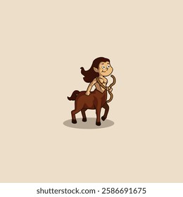 Cute mascot cartoon centaur greek mythology creature half horse man hunting with arrow