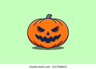 Cute mascot cartoon character Scary pumpkin halloween illustration