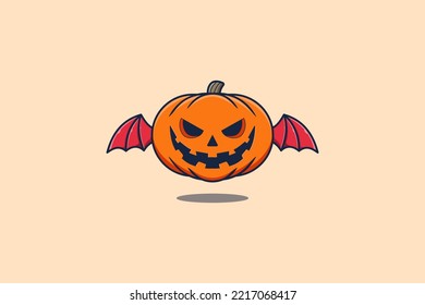 Cute mascot cartoon character Scary dracula pumpkin halloween illustration