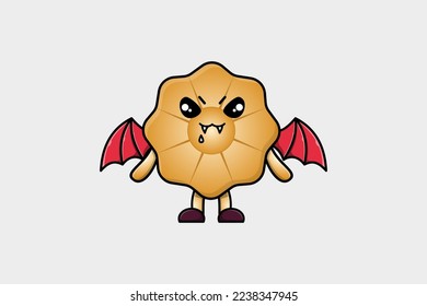 Cute mascot cartoon Cookies character as dracula with wings in cute modern style