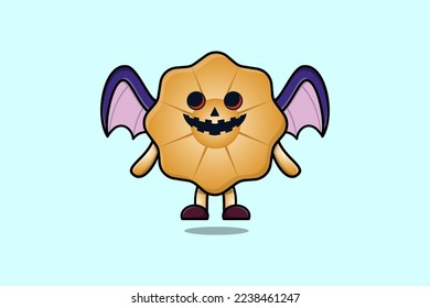 Cute mascot cartoon Cookies character Scary bats pumpkin halloween illustration