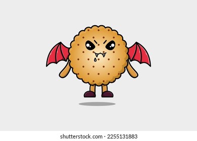 Cute mascot cartoon Cookies character as dracula with wings in cute modern style