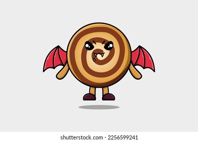 Cute mascot cartoon Cookies character as dracula with wings in cute modern style