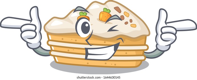 Cute mascot cartoon design of carrot cake with Wink eye