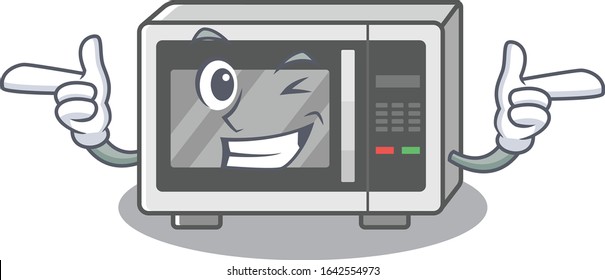 Cute mascot cartoon design of microwave with Wink eye