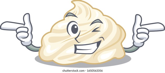 Cute mascot cartoon design of whipped cream with Wink eye