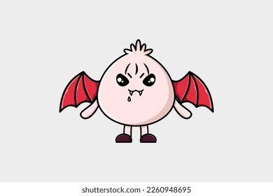 Cute mascot cartoon Dim sum character as dracula with wings in cute modern style