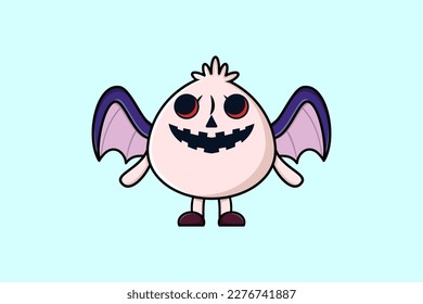 Cute mascot cartoon Dim sum character Scary bats pumpkin halloween illustration