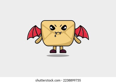 Cute mascot cartoon Envelope character as dracula with wings in cute modern style