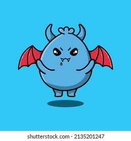 Cute mascot cartoon Goblin monster character as dracula with wings in cute modern style