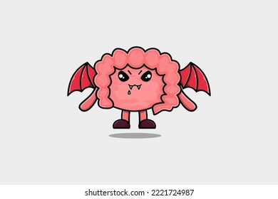 Cute mascot cartoon Intestine character as dracula with wings in cute modern style