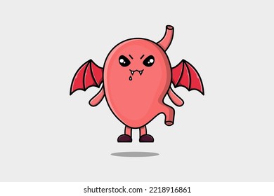 Cute mascot cartoon Stomach character as dracula with wings in cute modern style