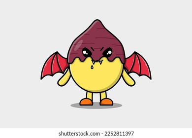 Cute mascot cartoon Sweet potato character as dracula with wings in cute modern style