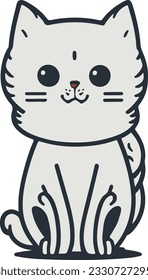 A cute mascot cat logo simple vector art.This is an editable EPS vector file.