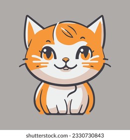 A cute mascot cat logo simple vector art.This is an editable EPS vector file.