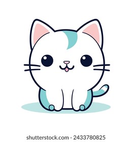 un lindo logotipo de gato mascota, simple, arte vectorial, diseño plano, fondo blanco