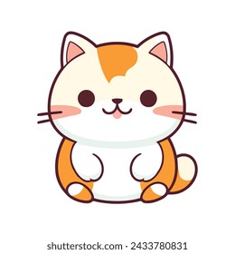 un lindo logotipo de gato mascota, simple, arte vectorial, diseño plano, fondo blanco