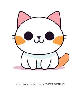 a cute mascot cat logo, simple, vector art, flat design, white background