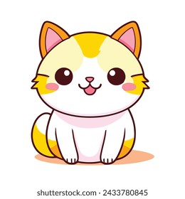 un lindo logotipo de gato mascota, simple, arte vectorial, diseño plano, fondo blanco