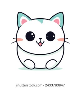 un lindo logotipo de gato mascota, simple, arte vectorial, diseño plano, fondo blanco