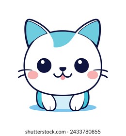 un lindo logotipo de gato mascota, simple, arte vectorial, diseño plano, fondo blanco