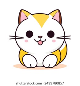un lindo logotipo de gato mascota, simple, arte vectorial, diseño plano, fondo blanco