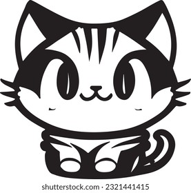 un lindo logotipo de gato mascota arte vectorial diseño plano fondo blanco. Se trata de un archivo vectorial EPS editable.
