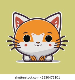 A cute mascot cat sticker logo simple vector art.This is a editable EPS vector file.