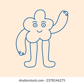 Cute mascot character. Children hand drawing style of geometric character. Happy object in line style. Vector illustration