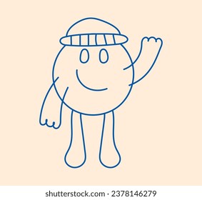 Cute mascot character. Children hand drawing style of geometric character. Happy object in line style. Vector illustration