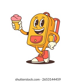 Cute mascot character holding an ice cream cone with a joyful smile, great for summer-themed promotions, fun content or food branding. Vector illustration