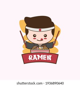 cute mascot characters and Japanese ramen noodles