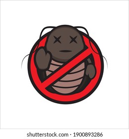 cucaracha de mascota linda con señal de parada, caracol muerto vector de cucaracha eps 10