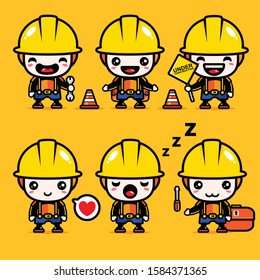 a cute mascot construction design set