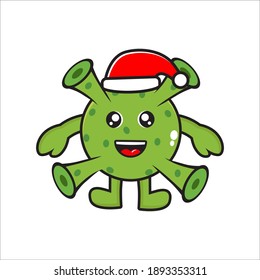 cute mascot corona virus character on christmas day