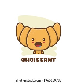 cute mascot croissant bread suitable for use as packaging logos, bakery product brands, menu displays etc.