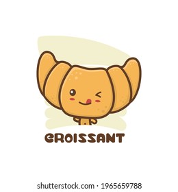 cute mascot croissant bread suitable for use as packaging logos, bakery product brands, menu displays etc.