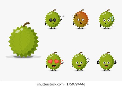 Cute mascot durian set design