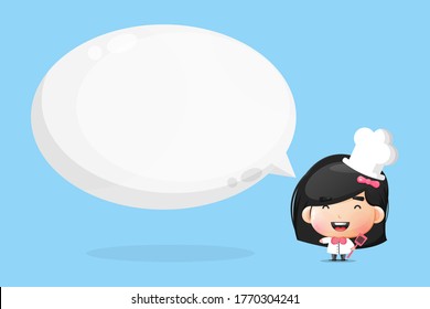 Cute mascot female mascot with bubble speech