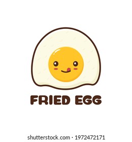 Cute mascot fried egg character. cartoon vector isolated on white background