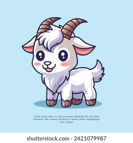 cute mascot goat vector illustration.Flat Cartoon Style