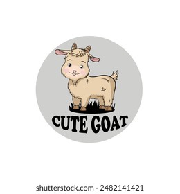 cute mascot goat vector illustration.Flat Cartoon Style