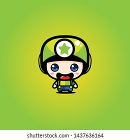CUTE MASCOT GREEN DESIGN VECTOR